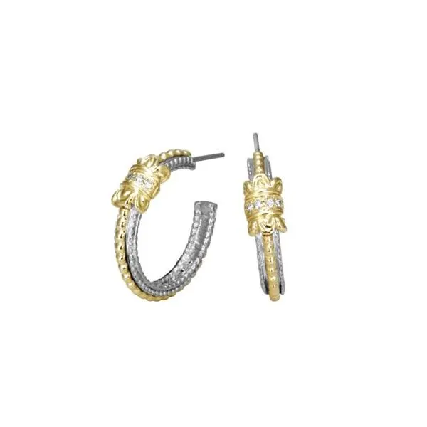 Alwand Vahan .08ctw Diamond Hoops in Sterling Silver and 14k Yellow Gold Lumina Gem Wilmington, NC
