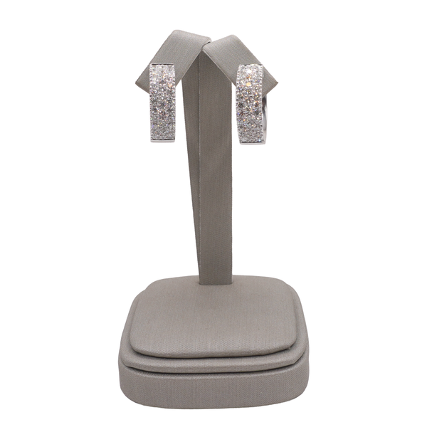 3ctw Diamond Hoop Earrings- 14k White Gold Image 2 Lumina Gem Wilmington, NC