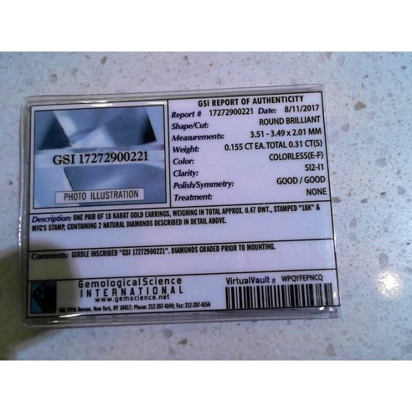 .31ctw Diamond Stud Earrings- 18k White Gold Image 2 Lumina Gem Wilmington, NC