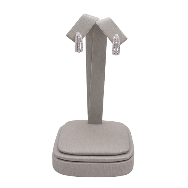 3 Row Diamond Huggies- 14k White Gold Lumina Gem Wilmington, NC