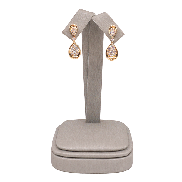 .62ctw Pave Diamond Pear Shaped Double Dangle Earrings- 14k Yellow Gold Lumina Gem Wilmington, NC
