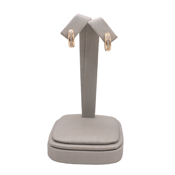 Pave Diamond and Textured Gold Huggies- 14k Yellow Gold Lumina Gem Wilmington, NC