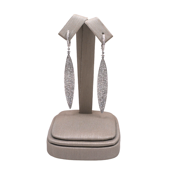 Luvente 2.70ctw Pave Diamond Dangle Earrings- 14k White Gold Lumina Gem Wilmington, NC