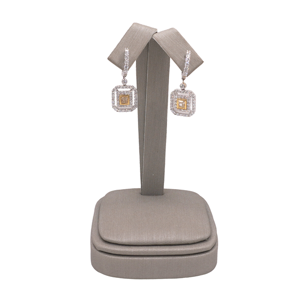 Yellow Diamond Dangle Earrings- 18k White Gold Lumina Gem Wilmington, NC