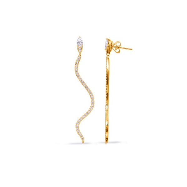 S. Kashi .93ctw Diamond Dangle Earrings- 14k Yellow Gold Lumina Gem Wilmington, NC