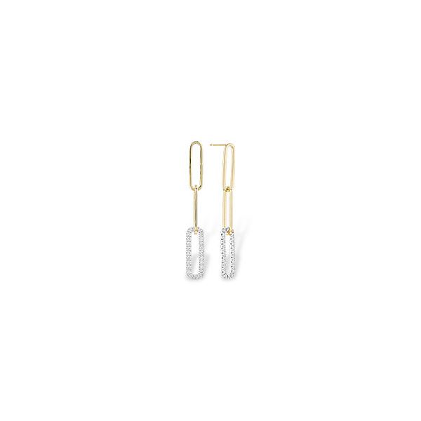 Allison-Kaufman .50ctw Diamond Paperclip Dangle Earrings- 14k Two Tone Gold Lumina Gem Wilmington, NC