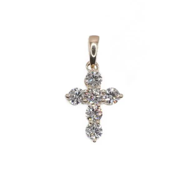 .90ctw Diamond and 14k Yellow Gold Cross Pendant Lumina Gem Wilmington, NC
