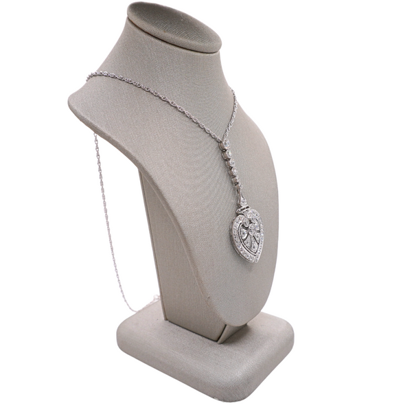Diamond and Platinum Pendant on White Gold Cable Necklace Image 2 Lumina Gem Hampstead, NC