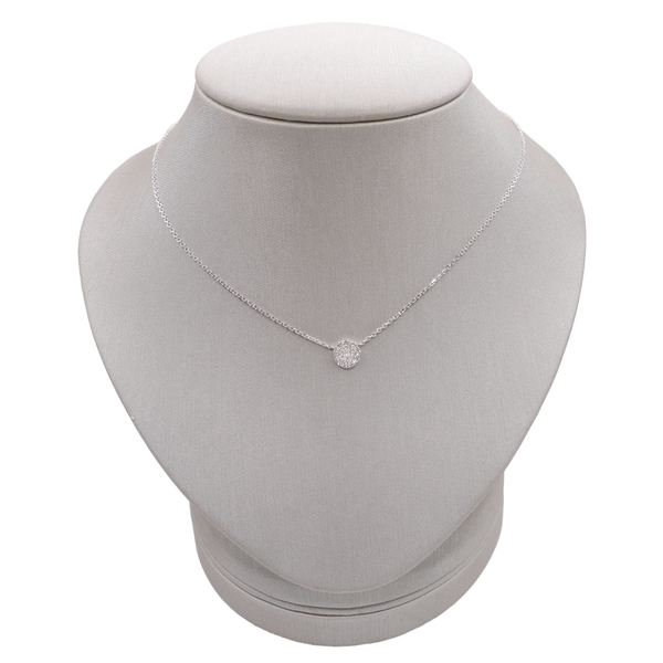 Luvente .11ctw Diamond Disk Pendant Necklace- 14k White Gold Lumina Gem Wilmington, NC