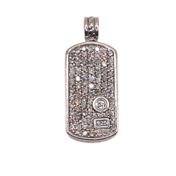David Yurman Sterling silver and Pave Diamond Dg Tag Pendant Lumina Gem Wilmington, NC