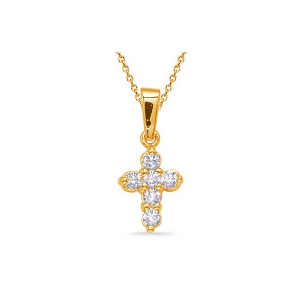 S. Kashi .26ctw Diamond Cross Pendant- 14k Yellow Gold Lumina Gem Wilmington, NC