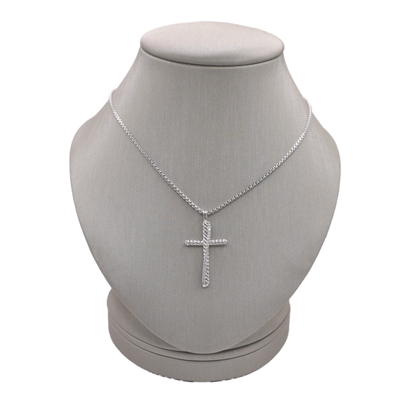 David Yurman Sterling Silver and .13ctw Diamond Crossover Cross Necklace Lumina Gem Wilmington, NC