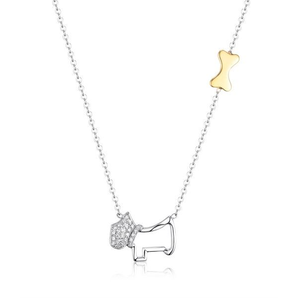 Luvente Diamond Dog Necklace with Bone Accent - 18