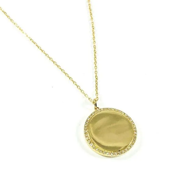 .10ctw Diamond and Yellow Gold Disk Necklace Image 2 Lumina Gem Wilmington, NC