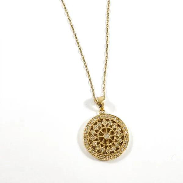 Diamond and Yellow Gold Filigree Necklace - 20