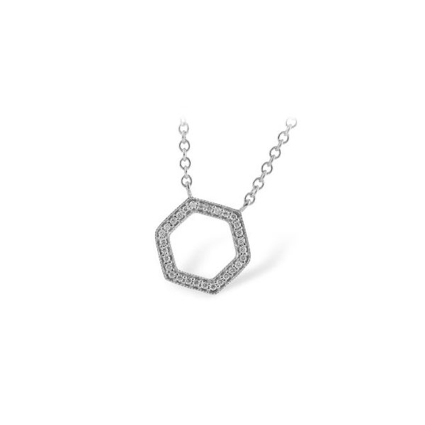 Allison Kaufman .11ctw Diamond Hexagon Pendant - White Gold - 18