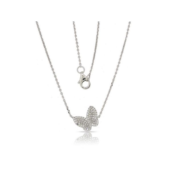 Luvente .25ctw Diamond Butterfly Necklace - White Gold - 18