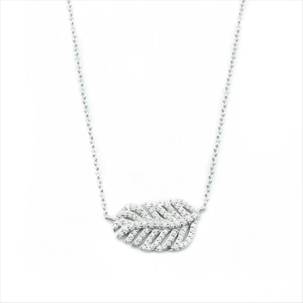 Sloane Street Diamond Feather Necklace - White Gold - 16