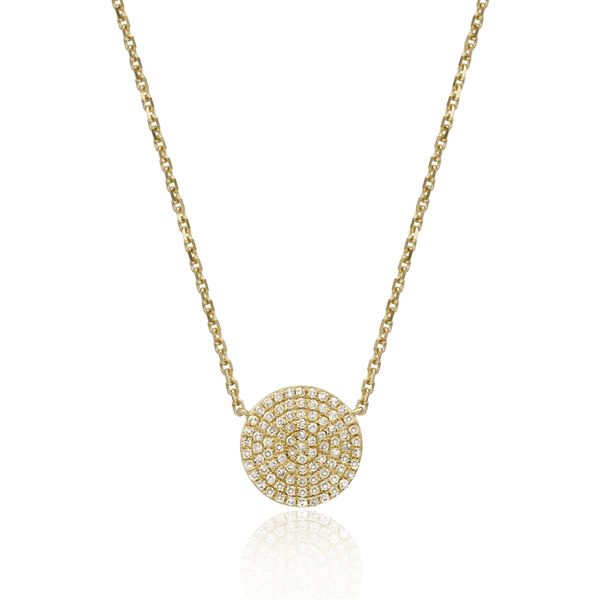 Luvente .28ctw Pave Disk Necklace - Yellow Gold - 18