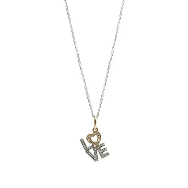 Tiffany and Co. Diamond LOVE Necklace - Two Tone Gold - 16