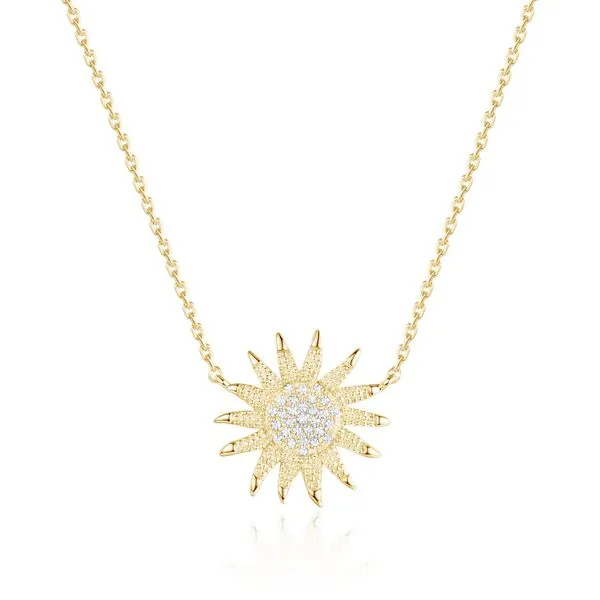 Luvente .06ctw Diamond Starburst Necklace- 14k Yellow Gold Lumina Gem Wilmington, NC