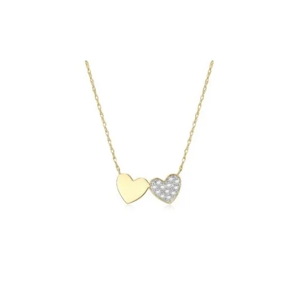 Charles Garnier Diamond Double Heart Necklace- 14k Yellow Gold Lumina Gem Wilmington, NC