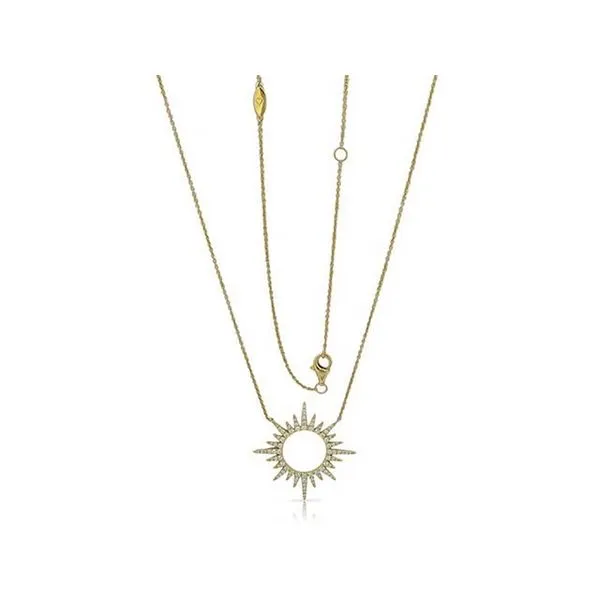 Luvente .39ctw Diamond Starburt Circle Pendant - Yellow Gold - 18
