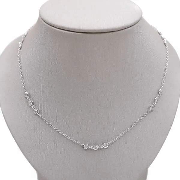 1.40ctw Diamond and 14k White Gold Station Necklace Lumina Gem Wilmington, NC