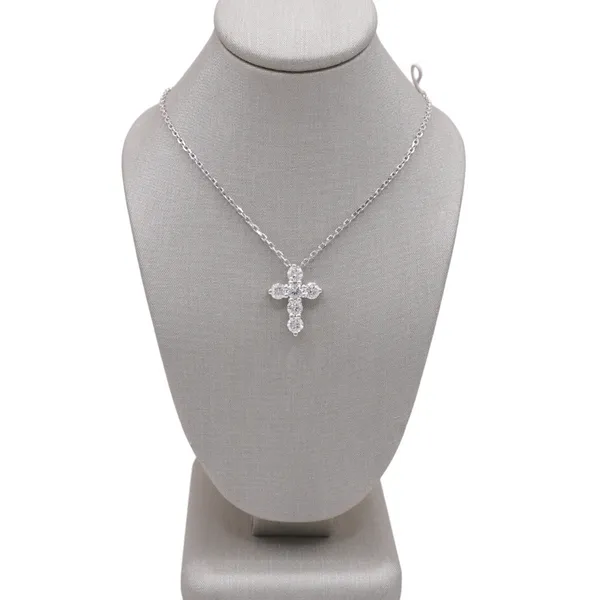 .95ctw Diamond Cross Necklace - 14k White Gold Lumina Gem Hampstead, NC