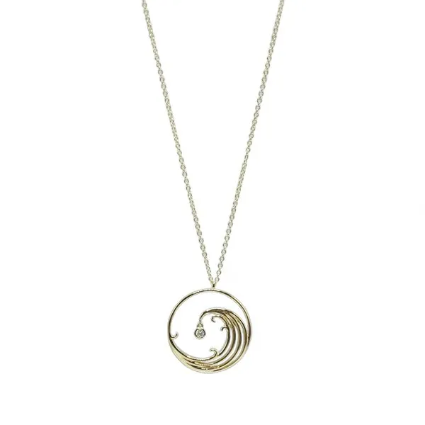 .05ctw Diamond and 14k Yellow Gold Wave Necklace Lumina Gem Hampstead, NC