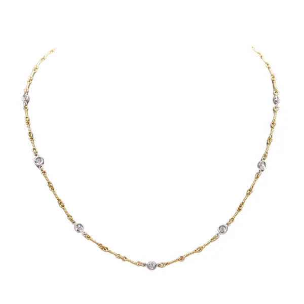Roberto Coin 18k Yellow Gold and Diamond Station Necklace Image 2 Lumina Gem Hampstead, NC