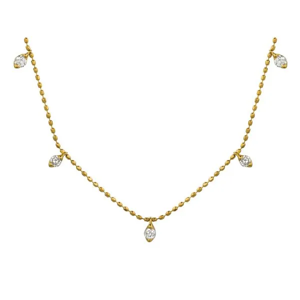 1ctw Diamond Dangle Station Necklace- 14k Yellow Gold Lumina Gem Hampstead, NC