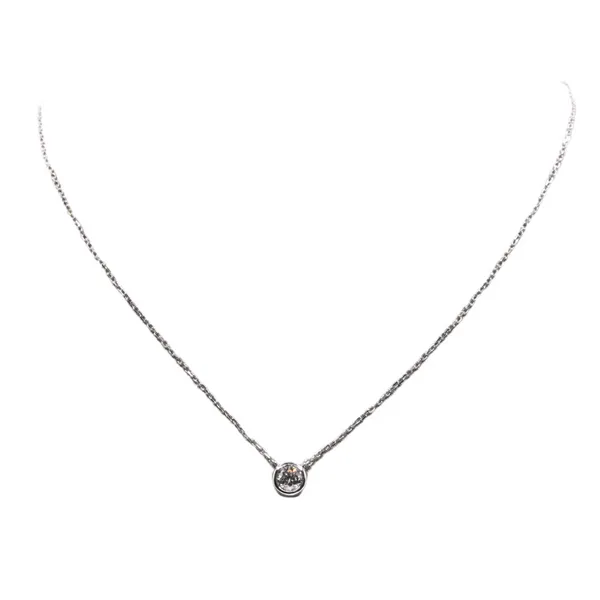 .33ct Diamond Bezel Set Necklace- 14k White Gold Lumina Gem Hampstead, NC