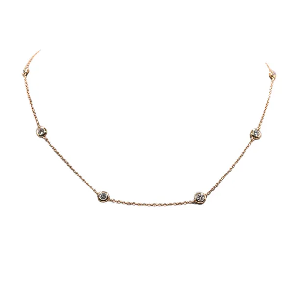 1ctw Diamond Station Necklace- 14k Yellow Gold Lumina Gem Hampstead, NC