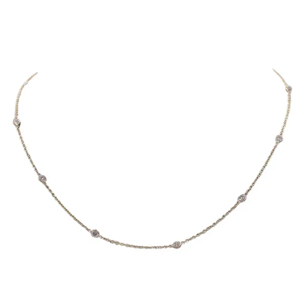 1ctw Lab Grown Diamond Station Necklace- 14k Yellow Gold Lumina Gem Hampstead, NC