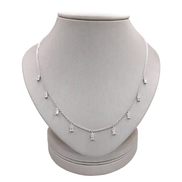 1.15ctw Emerald Cut Diamond Dangles Necklace- 18k White Gold Lumina Gem Hampstead, NC