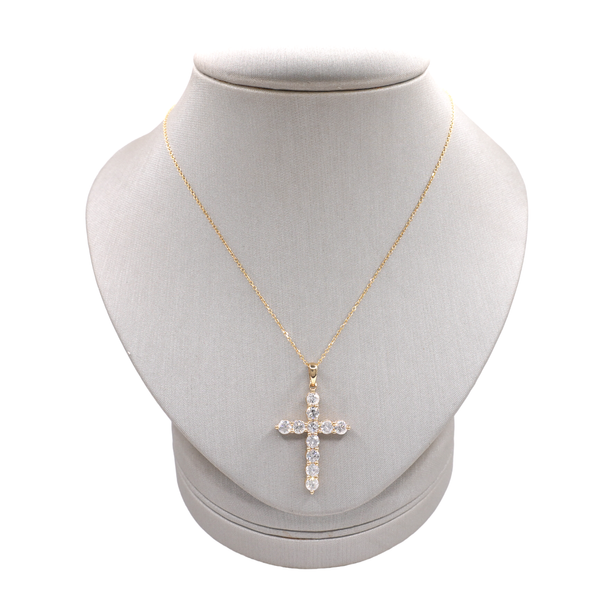 2.10ctw Diamond Cross Necklace- 14k Yellow Gold Lumina Gem Wilmington, NC