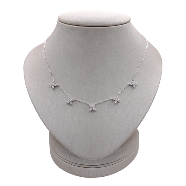 Diamond Clover Station Necklace- 14k White Gold Lumina Gem Wilmington, NC