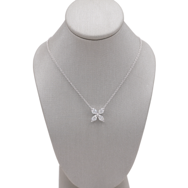 .41ctw Flower Design Diamond Necklace - 14k White Gold Lumina Gem Wilmington, NC