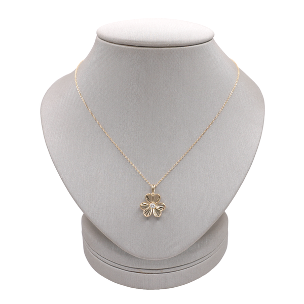 Diamond 3 Leaf Clover Necklace- 14k Yellow Gold Lumina Gem Wilmington, NC