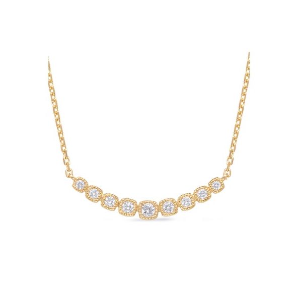 Diamond Bezel Set Bar Necklace- 14k Yellow Gold Lumina Gem Wilmington, NC