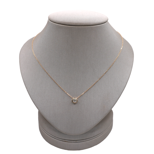 Round Diamond Bezel Set Necklace- 14k Yellow Gold Lumina Gem Wilmington, NC