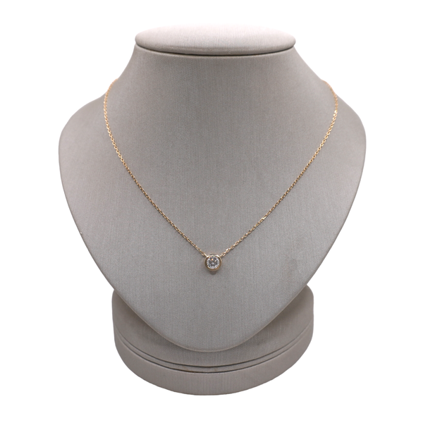 Round Bezel Set Diamond Necklace- 14k Yellow Gold Lumina Gem Wilmington, NC