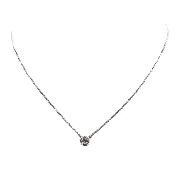 .33ct Diamond Bezel Set Necklace- 14k White Gold Lumina Gem Wilmington, NC