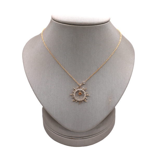 .25ctw Diamond Sun Necklace- 14k Yellow Gold Lumina Gem Wilmington, NC