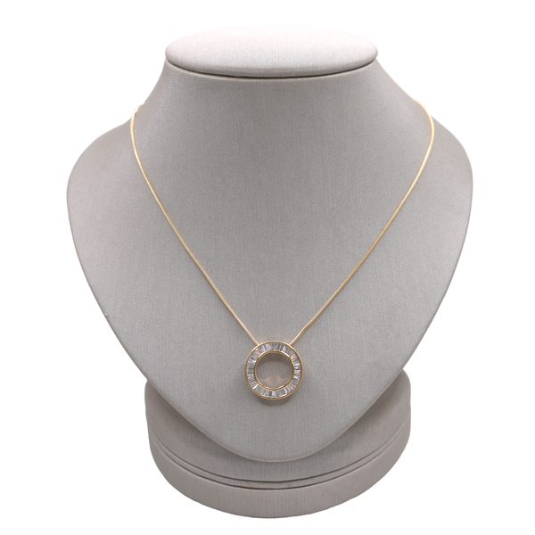 Approximately 1ctw Baggeutte Circle Pendant Necklace- 14k Yellow Gold Lumina Gem Wilmington, NC
