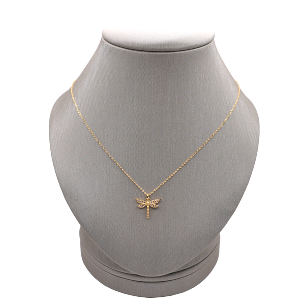 Marika Desert Gold Diamond Dragonfly Necklace- 14k Yellow Gold Lumina Gem Wilmington, NC