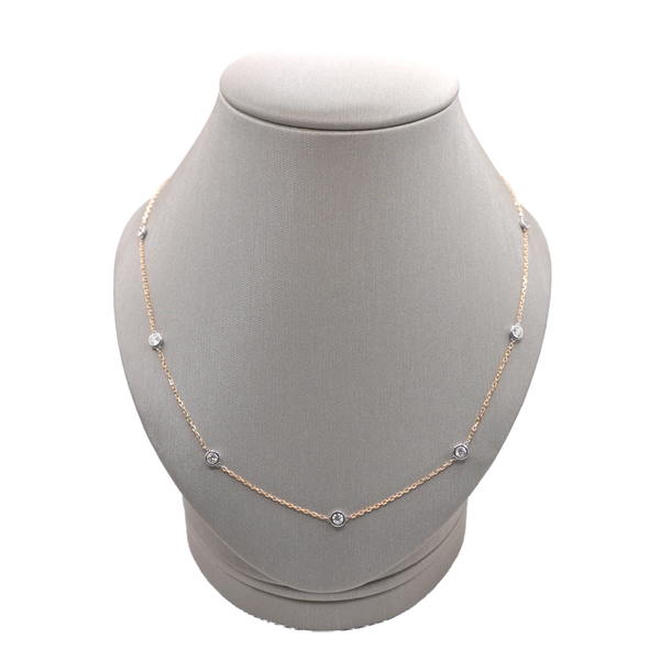 1ctw Diamond 9 station Necklace- 14k Two Tone Gold Lumina Gem Wilmington, NC