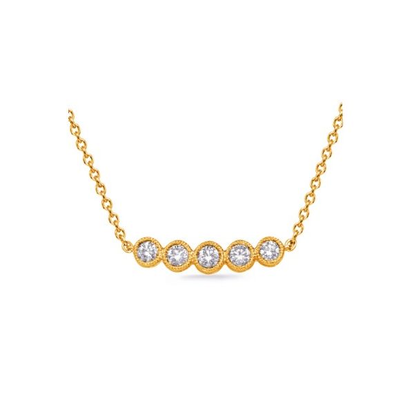 S. Kashi .23ctw Diamond Bezel Bar Necklace- 14k Yellow Gold Lumina Gem Wilmington, NC