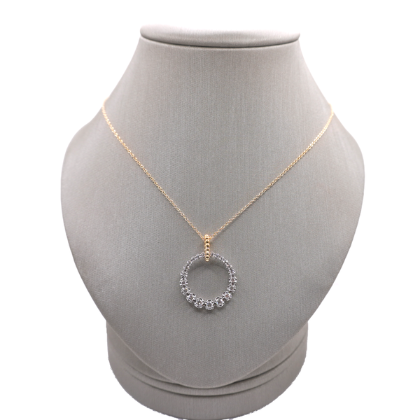Graduated Diamond Circle Necklace- 14k Two Tone Gold Lumina Gem Wilmington, NC